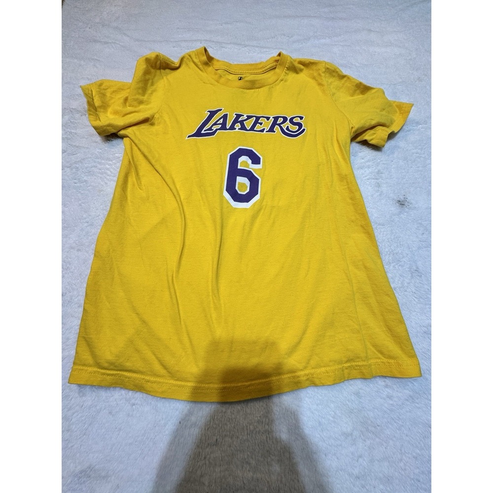 LeBron James Shirt Boys Large Yellow 14-16  NBA Jersey Youth  Los Angeles Lakers
